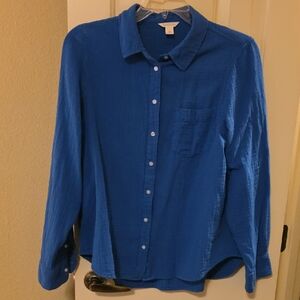 Caslon Women's Vibrant Blue Casual Button Down Shirt